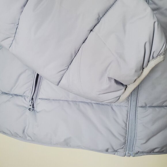 Women's Plus Size Light Hooded Puffer Jacket Lt. Blue Zip Up Pockets Spring - Picture 5 of 10